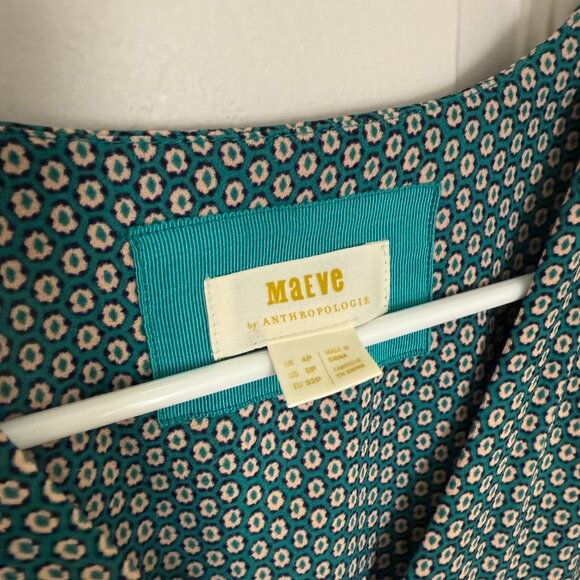 Maeve Anthropologie Martina Belted Turquoise Dress - 0P - Picture 5 of 11
